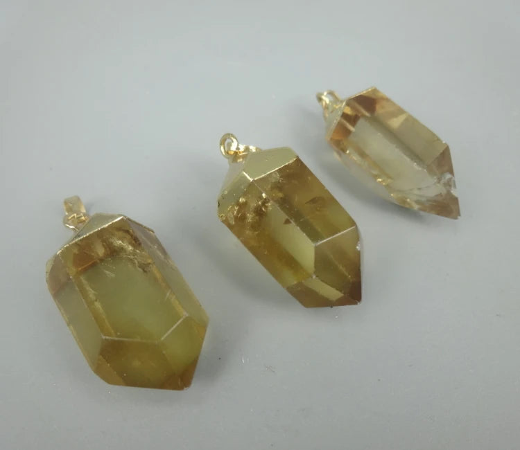Quartz Crystal Point Pendant, Metal Crystal Quartz Point Pendant
