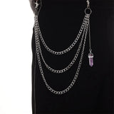 Quartz Crystal Pendant Pants Chain for Women Girls Punk Keychains Belt