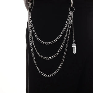 Quartz Crystal Pendant Pants Chain for Women Girls Punk Keychains Belt