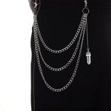 Quartz Crystal Pendant Pants Chain for Women Girls Punk Keychains Belt