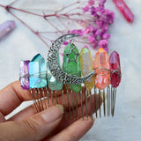 Natural Citrine Amethyst Crystal Hair Comb