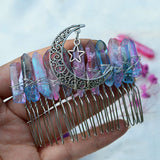 Natural Citrine Amethyst Crystal Hair Comb
