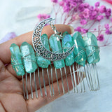 Natural Citrine Amethyst Crystal Hair Comb