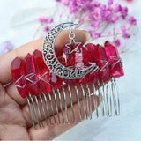Natural Citrine Amethyst Crystal Hair Comb