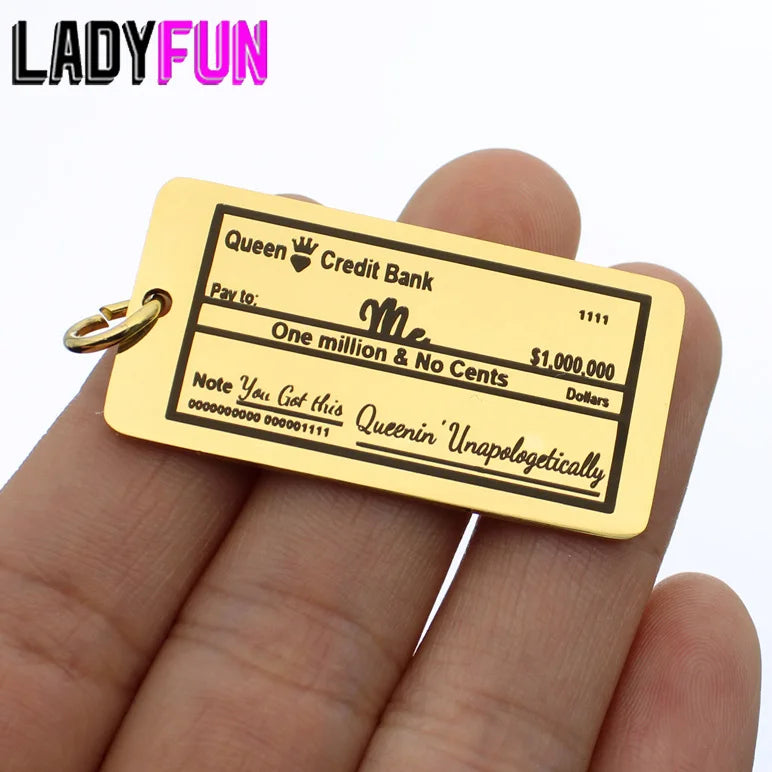 Queen Credit Bank Stainless Steel Necklace Pendant Charms