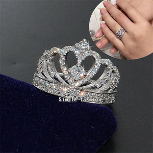Queen Crown Diamond Ring 925 Sterling Silver Wedding Band Women Bridal Party Acc