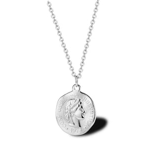 Queen Elizabeth Portrait Coin Pendant Necklace for Women