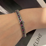 Queen Heart 925 Silver Bangle Cuff Diamond Bracelet for Women