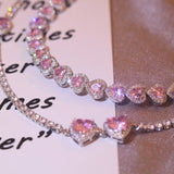 Queen Heart Chocker Necklace 925 Silver Zircon Women Engagement Jewelry