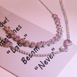 Queen Heart Chocker Necklace 925 Silver Zircon Women Engagement Jewelry