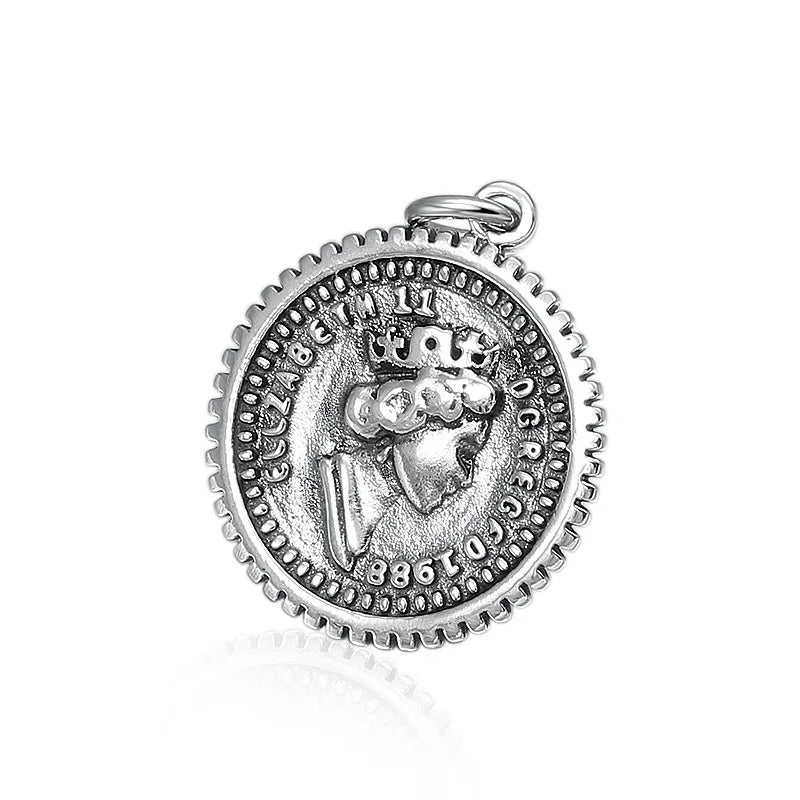 Queen Portrait 925 Silver Pendant Elizabeth Round Charm Pendants