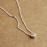 925 Silver Round Pendant Necklace with Austrian Zircon