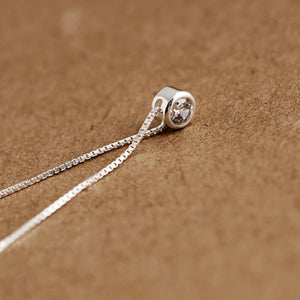 925 Silver Round Pendant Necklace with Austrian Zircon