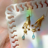 Queen of Swords Celestial Earrings - Dagger Earrings - Tarot Hand Earrings