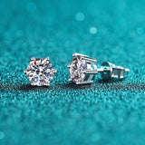 Queenme Moissanite Earrings Six Claws Lab Diamond 925 Sterling Silver Stud