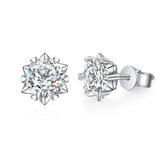 Queenme Moissanite Stud Earrings S925 Snowflake Wedding Earrings