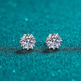 Queenme Moissanite Stud Earrings S925 Snowflake Wedding Earrings