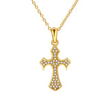 S925 Sterling Silver Cross Pendant Diamond Necklace
