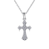 S925 Sterling Silver Cross Pendant Diamond Necklace