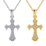 S925 Sterling Silver Cross Pendant Diamond Necklace