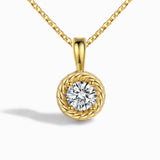 S925 Sterling Silver Round Pendant Necklace Gem