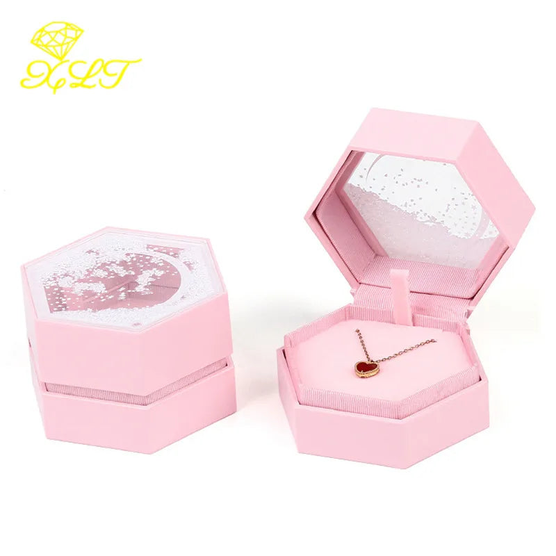 Hexagon Jewelry Storage Box Ring Earrings Pendant Necklace Box