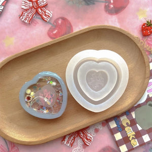 Quicksand Resin Shaker Silicone Love Heart Craft Keychain Decorations