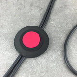 Taupe Rubber Long Necklace with Golden & Red Rounds