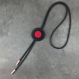 Taupe Rubber Long Necklace with Golden & Red Rounds