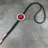 Taupe Rubber Long Necklace with Golden & Red Rounds