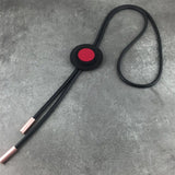 Taupe Rubber Long Necklace with Golden & Red Rounds