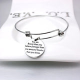 Quotes Initial Bracelet Stainless Steel Expandable Wire Letter Charm Bracelets