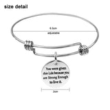 Quotes Initial Bracelet Stainless Steel Expandable Wire Letter Charm Bracelets