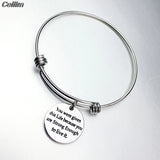 Quotes Initial Bracelet Stainless Steel Expandable Wire Letter Charm Bracelets
