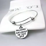 Quotes Initial Bracelet Stainless Steel Expandable Wire Letter Charm Bracelets
