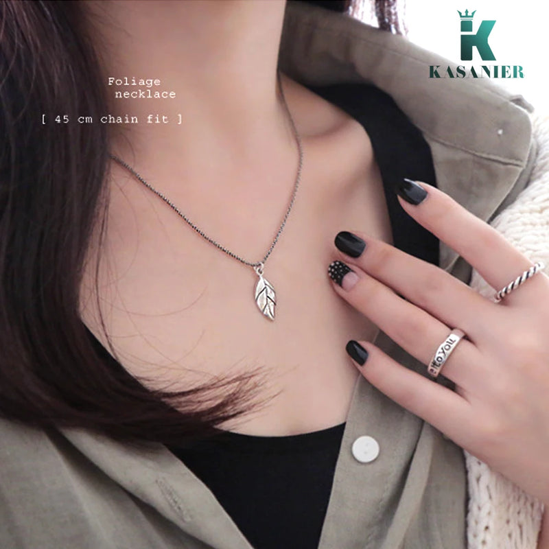 925 Silver Foliage Pendants Necklace for Women