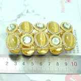 BIGBING Yellow Crystal Wide Bracelet Golden Charm Jewelry