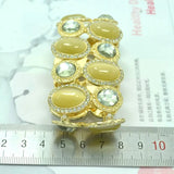 BIGBING Yellow Crystal Wide Bracelet Golden Charm Jewelry