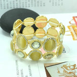BIGBING Yellow Crystal Wide Bracelet Golden Charm Jewelry