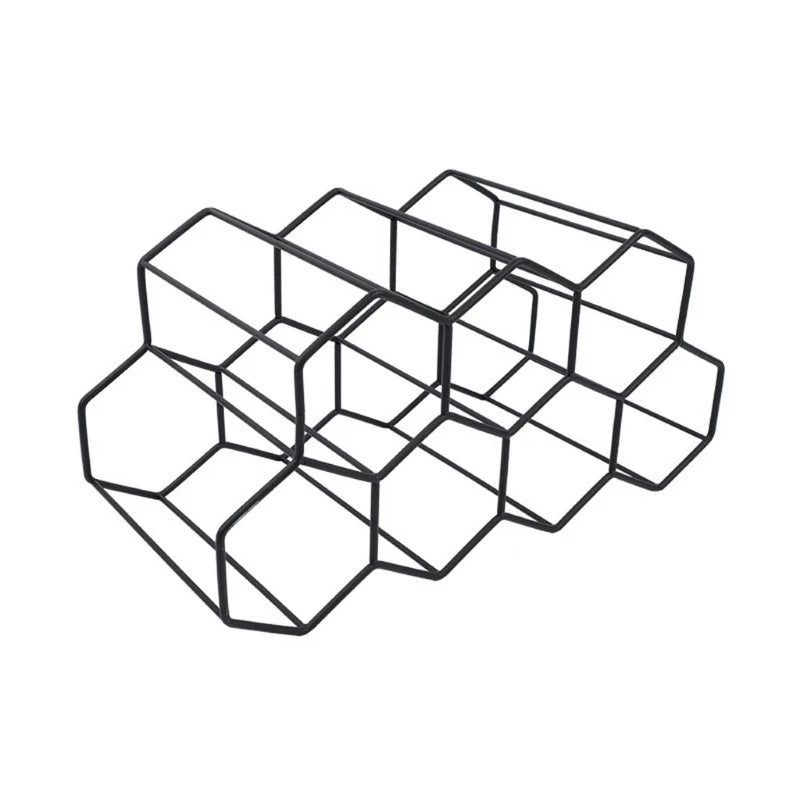 R2LE Metal Honeycomb Wine Rack Tabletop 9 Bottle Holder