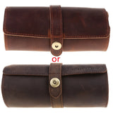 R2LE Watch Box 3 Slots Dark Brown Leather Watches Storage Organizer