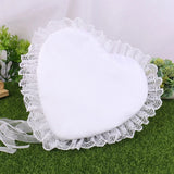 R2LE Bride & Groom Pearl Ring Bearer Pillow - Rose Lace Edge