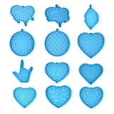 R3MC 12 Pack Pendant Moulds Silicone Resin Clay Jewelry Mold