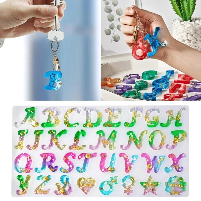 3D Letters Silicone Resin Mold Keychain Polymer Clay DIY Craft