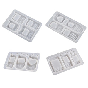 4 Pcs Bear Phone Quicksand Silicone Molds Keyring Pendant Mold
