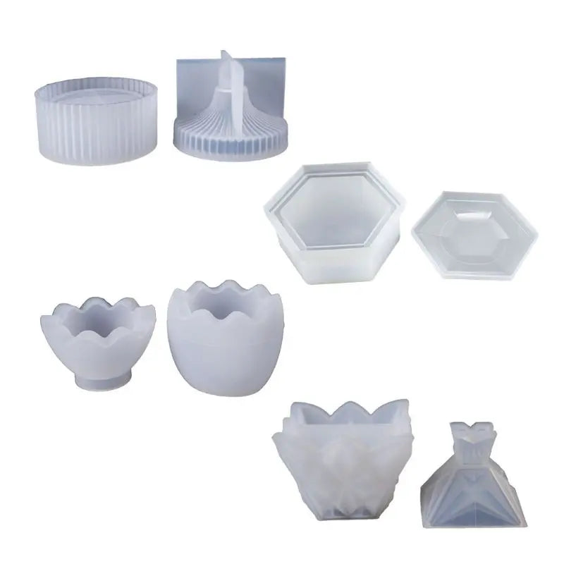 R3MC 4 Pieces Crystal Epoxy Resin Mold for Jewelry Storage Box Crafts