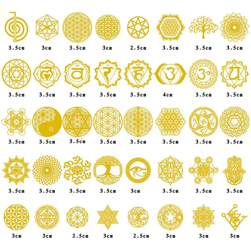 R3MC 40x Flower of Life Stickers Self Adhesive Geometry Orgone Pyramid Stickers