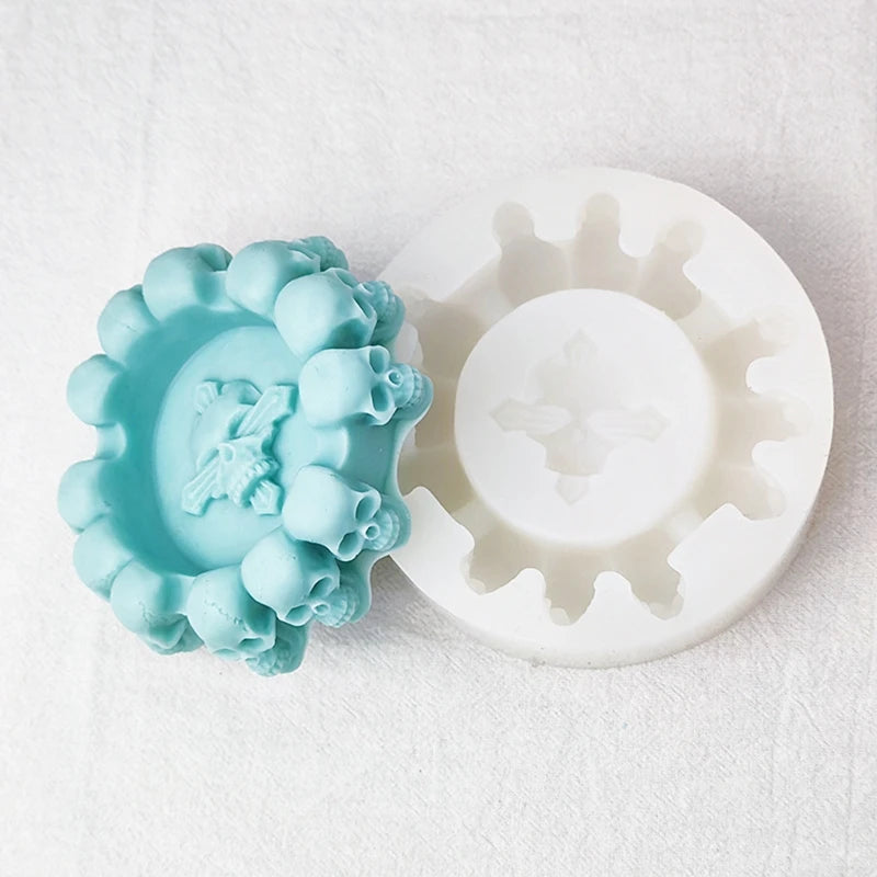 Round Skull Ashtray Silicone Mold for DIY Resin Decor