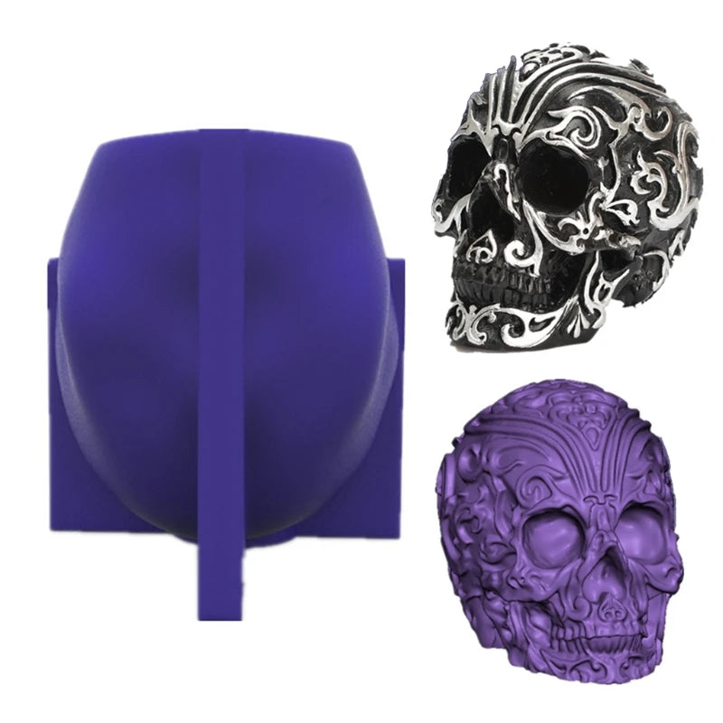 R3MC Carved Skull Craft Art Silicone Soap Mold