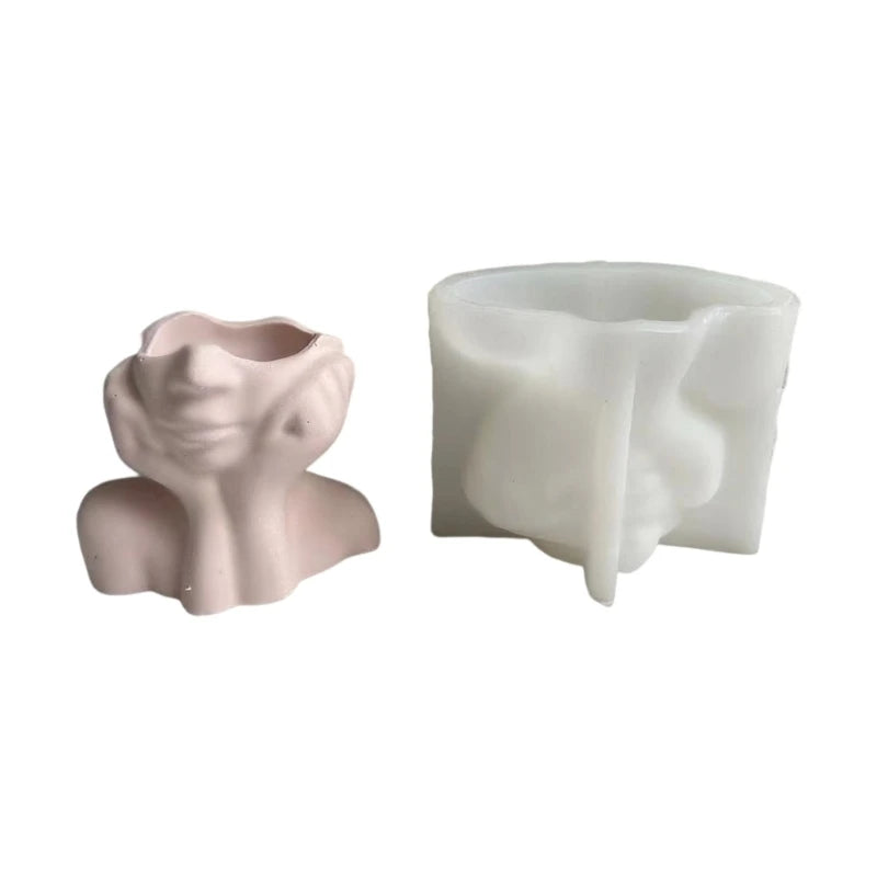 Cheek Support Face Pot Silicone Mold for Epoxy Resin Casting